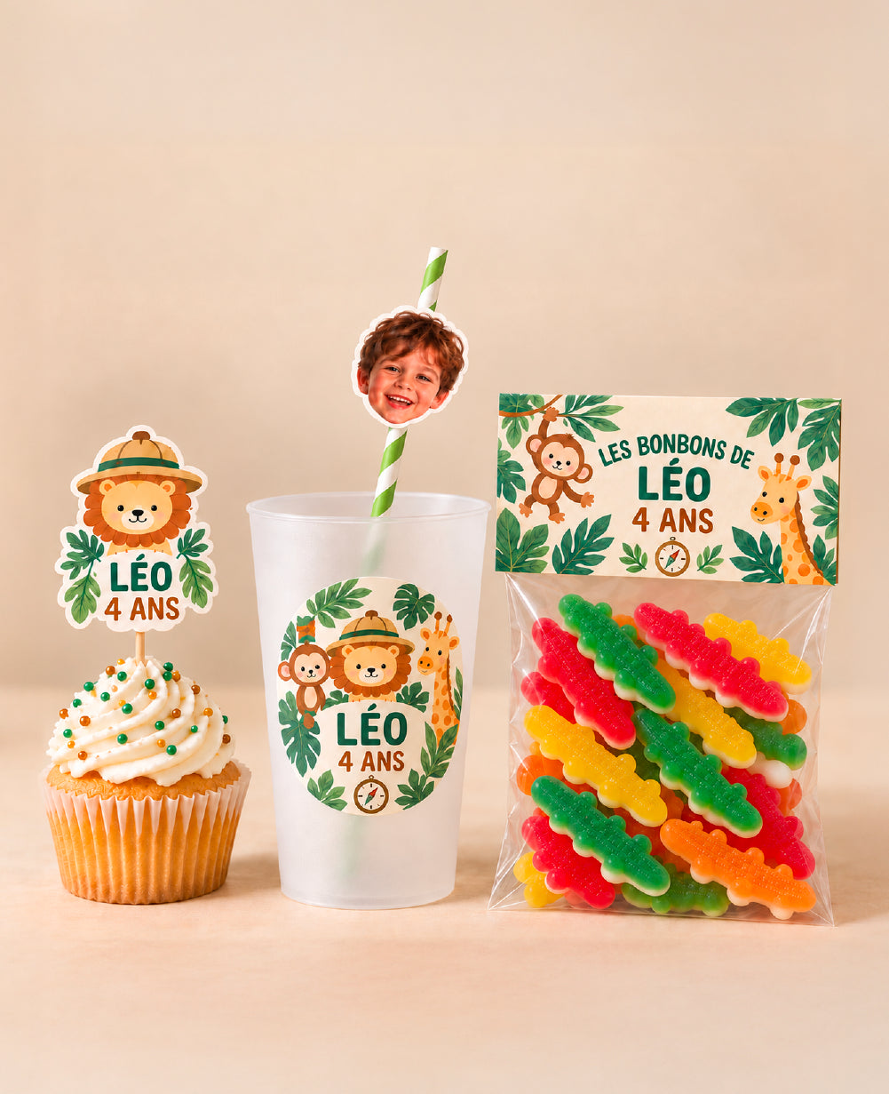Pack déco anniversaire enfant personnalisé – Jungle Party