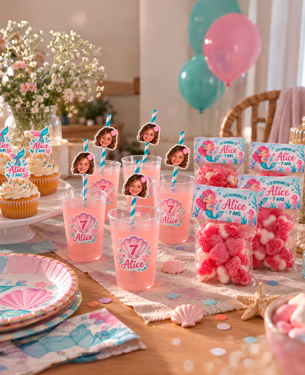 Pack déco anniversaire enfant personnalisé – Sirène Party