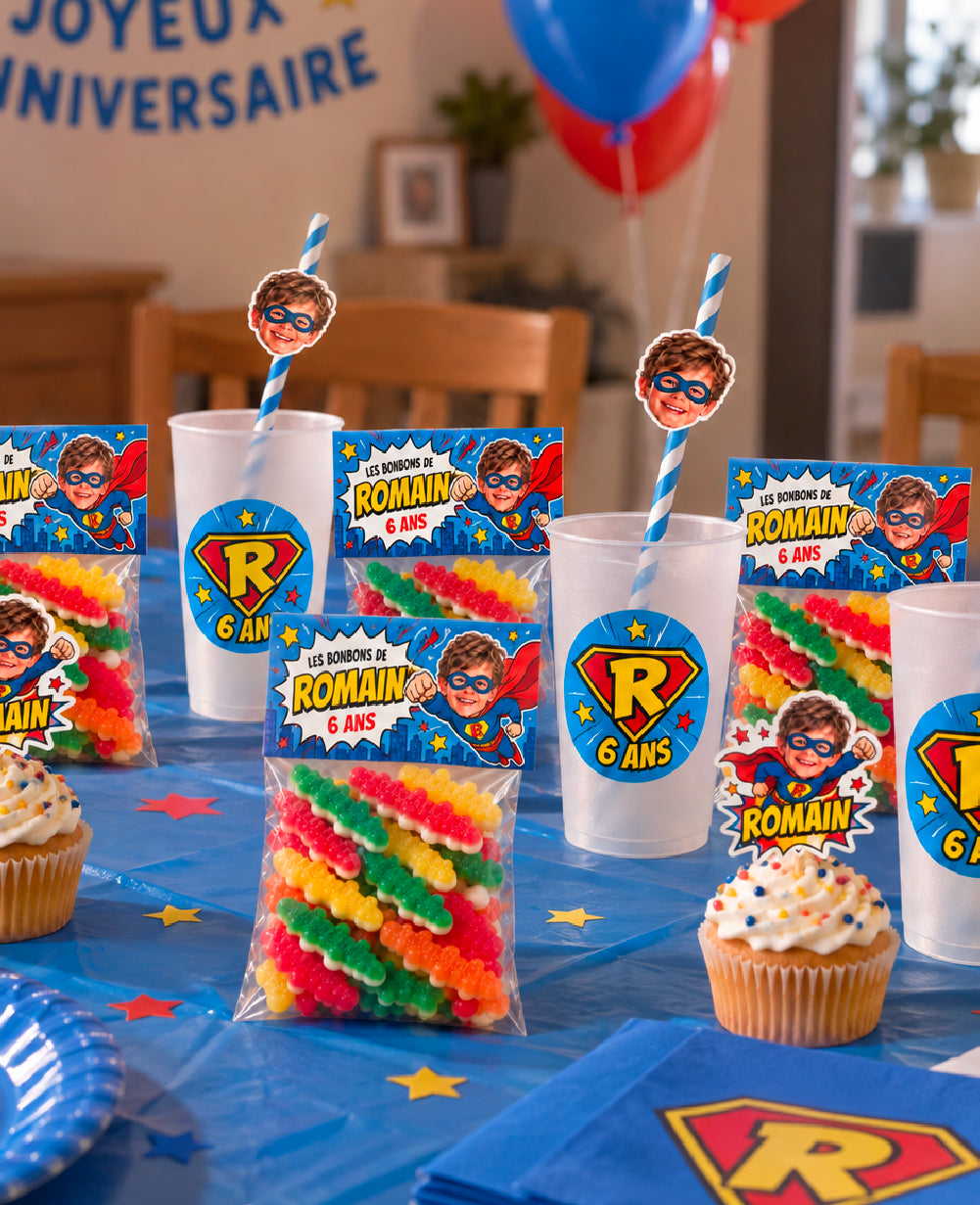 Pack déco anniversaire enfant personnalisé – Super-Héros