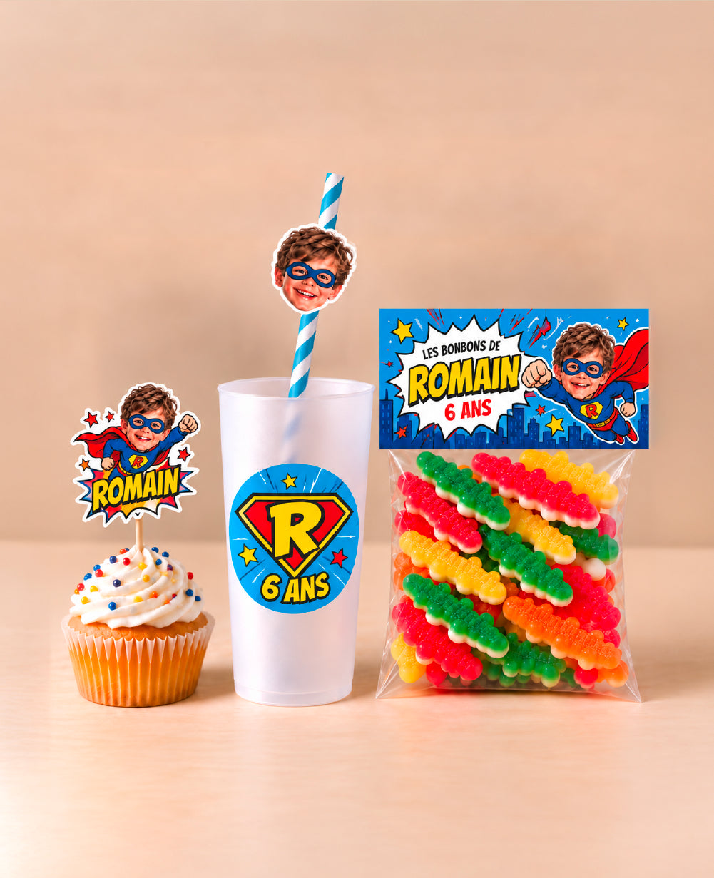 Pack déco anniversaire enfant personnalisé – Super-Héros