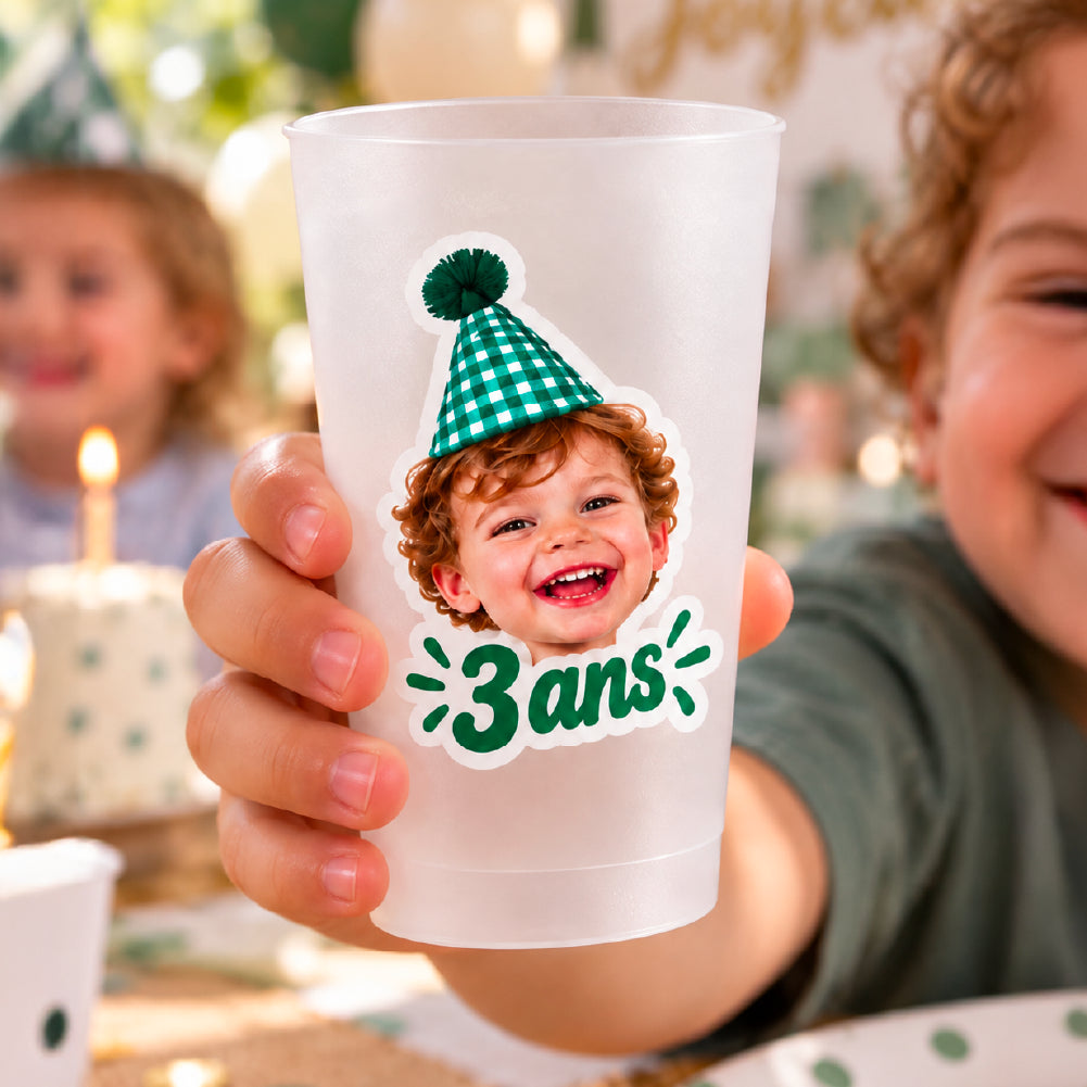 Gobelets personnalisés avec photo et texte – Anniversaire enfant