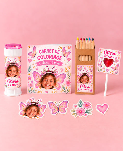 Pack cadeau enfant personnalisé thème Papillon