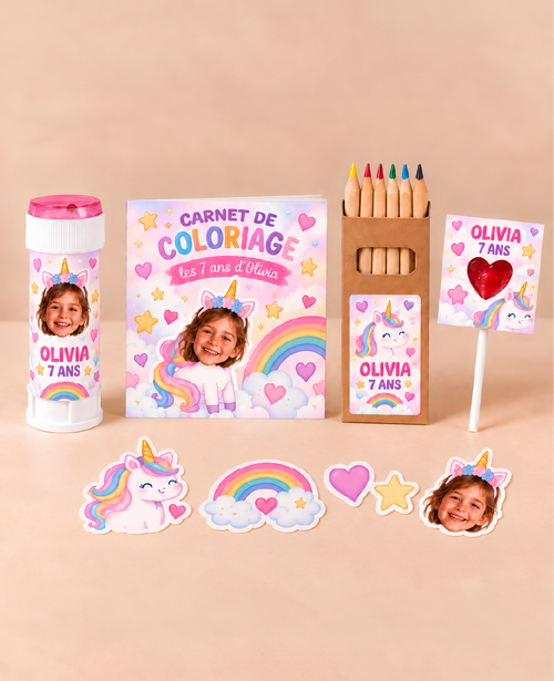 Pack cadeau enfant personnalisé thème Licorne