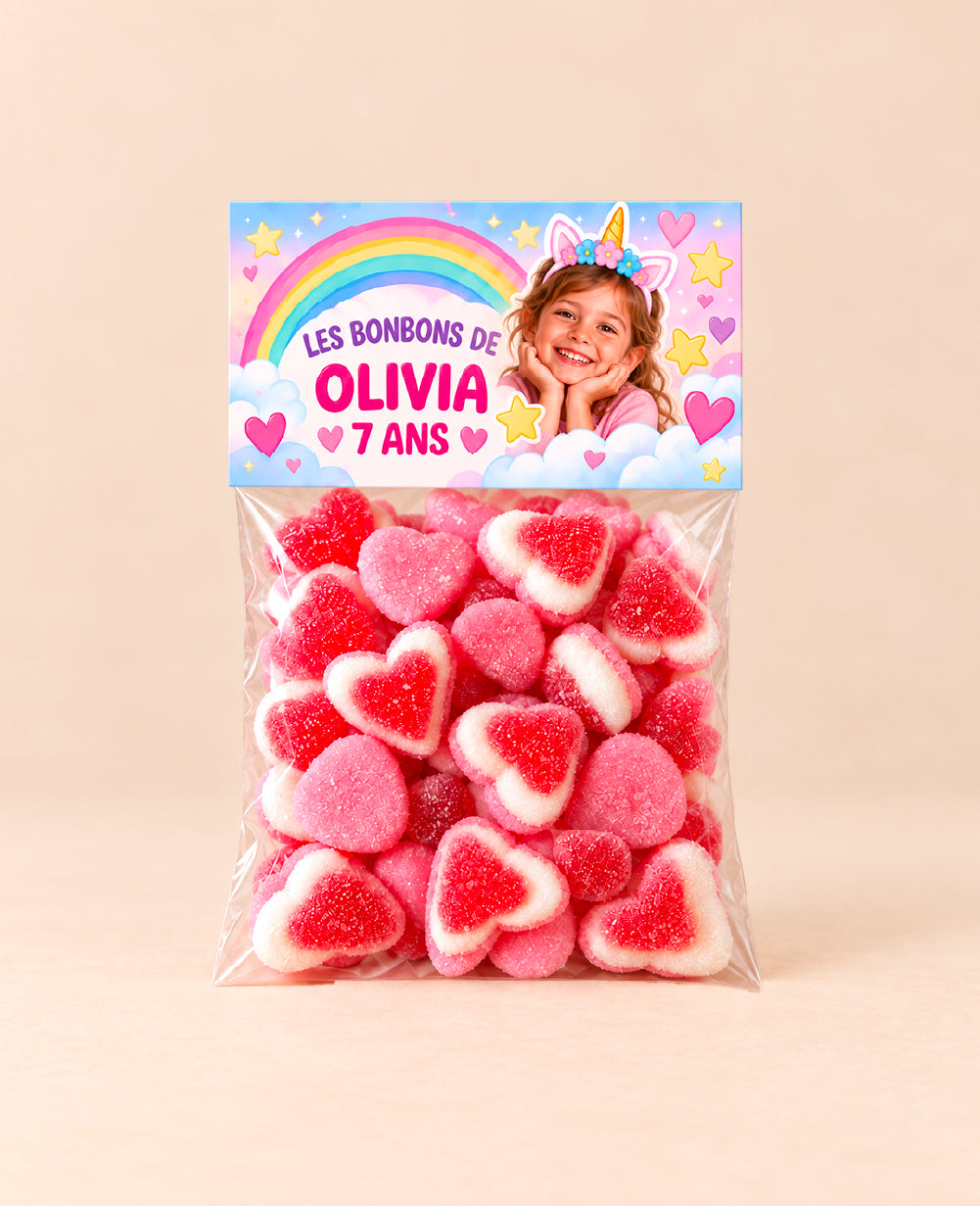 Sachets de bonbons personnalisés avec photo – Anniversaire enfant