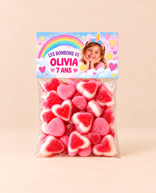 Sachet de bonbons personnalisé thème Licorne