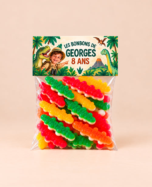 Sachet de bonbons personnalisé thème Dinosaure