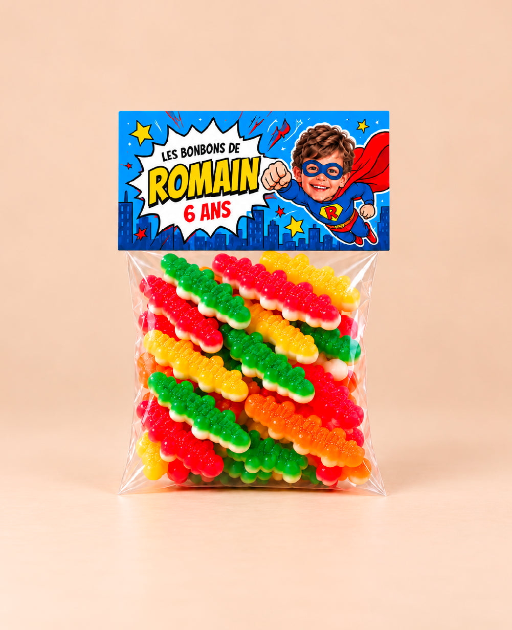 Sachets de bonbons personnalisés avec photo – Anniversaire enfant