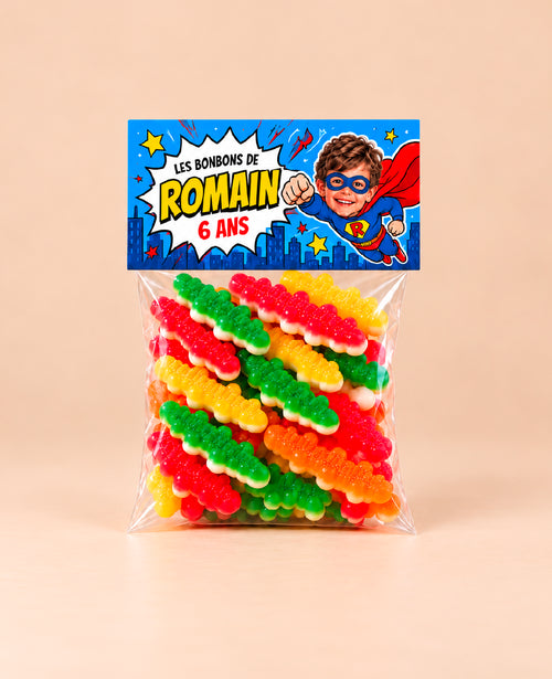 Sachet de bonbons personnalisé thème Super-héros