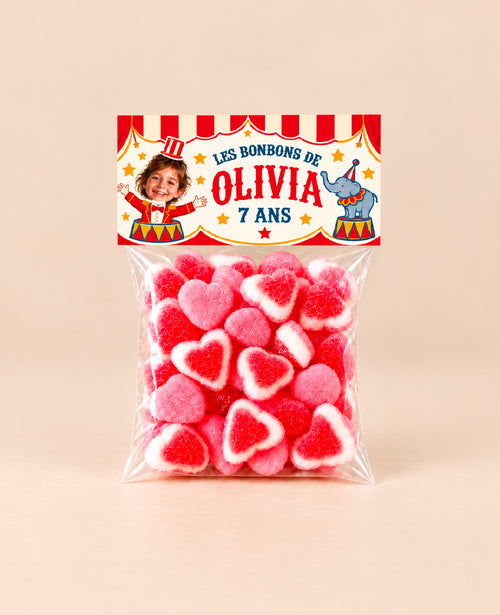Sachet de bonbons personnalisé thème Cirque