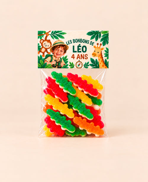 Sachet de bonbons personnalisé thème Jungle