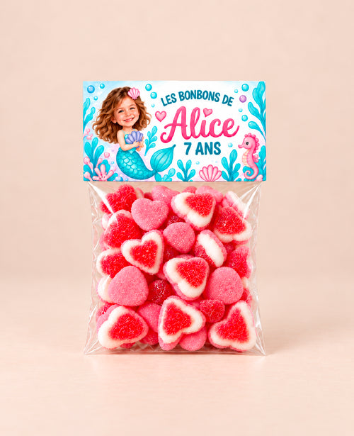Sachet de bonbons personnalisé thème Sirène